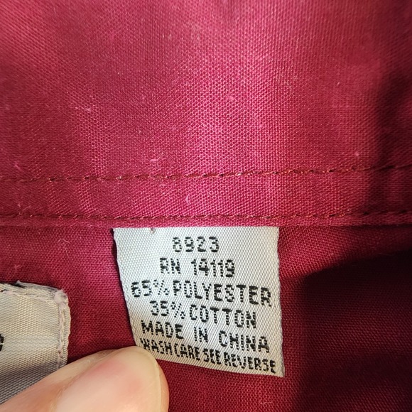 Ely Diamond Mens L Western Cowboy Rodeo Shirt Burgundy Feather Embroidery - Picture 5 of 10